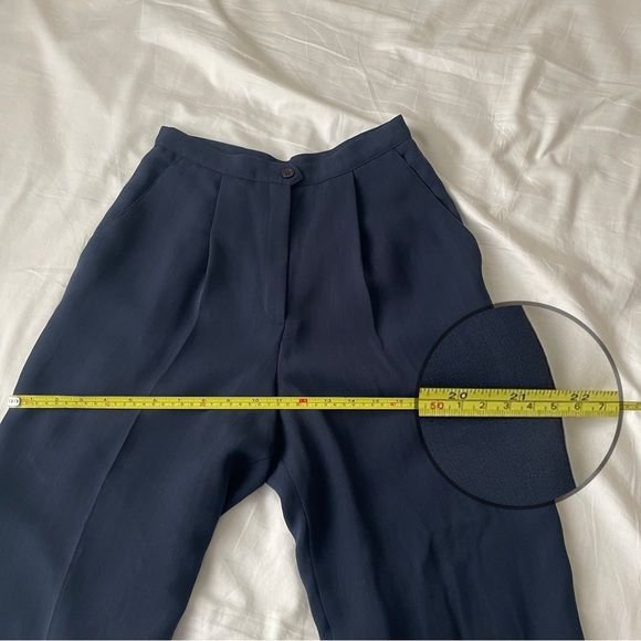 Vintage high waisted navy blue pleated pants made in Canada - Picture 6 of 11